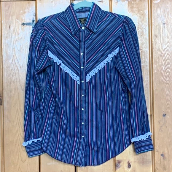 Striped Blue and Pink Western Shirt-Costume - Picture 1 of 6